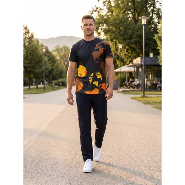  Moška vrhunska majica za prosti čas ALTISPORT VOJ/ALM130TR06 ČRNO-ORANŽNA 
