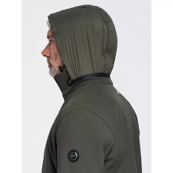 Moška jakna s kapuco OMBRE OM-JANP-0233 TEMNO OLIVNO 