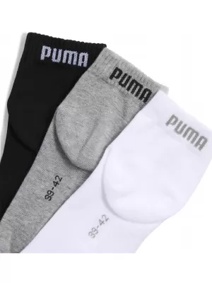 Nogavice PUMA UNISEX QUARTER PLAIN 3P 93858917 SIVA/BELA/ČRNA