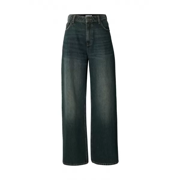  Ženske hlače URBAN CLASSICS TB8141 GLOBOKO SREDNJE MODRA UMAZANO OPRANA 