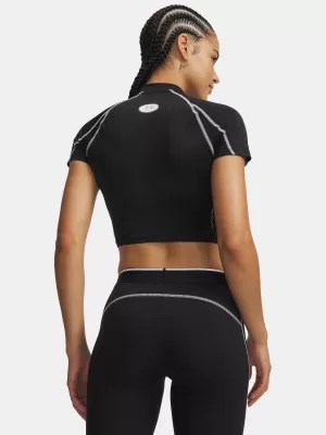 Ženska majica s kratkimi rokavi UNDER ARMOUR HEATGEAR ELITE CROP MCK SS 6014710-008 ČRNA