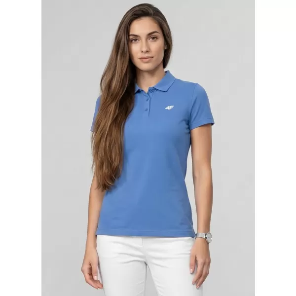  Ženska majica s kratkimi rokavi z ovratnikom 4F WMM00TPTSF0768 DENIM 