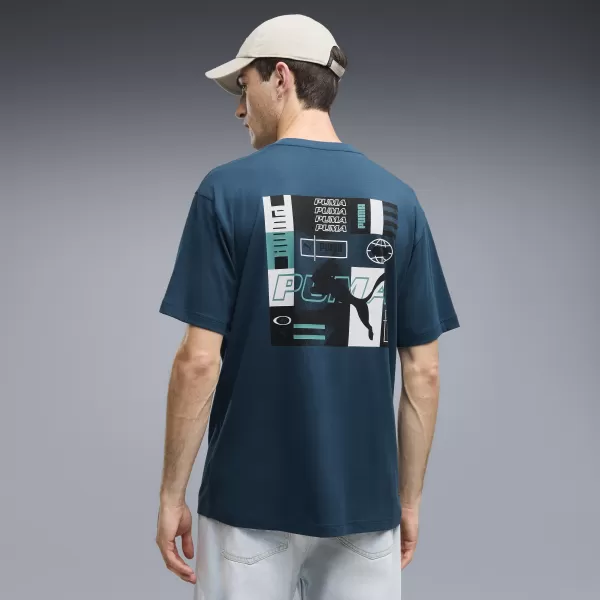  Moška majica s kratkimi rokavi PUMA GRAPHICS RELAXED STACKED TEE 69436836 POLNOČNI BENCIN 
