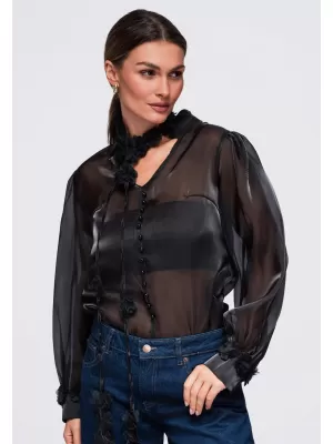 Ženska bluza OMBRE OW-TS-E0086 ČRNA