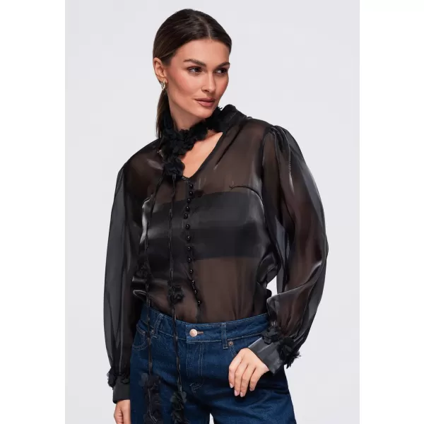  Ženska bluza OMBRE OW-TS-E0086 ČRNA 