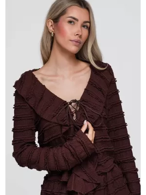 Ženska bluza OMBRE OW-TS-E0067 TEMNO RJAVA