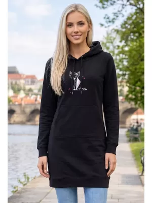 Ženski podaljšan pulover ALTISPORT ALW091419 ČRNO ROZA
