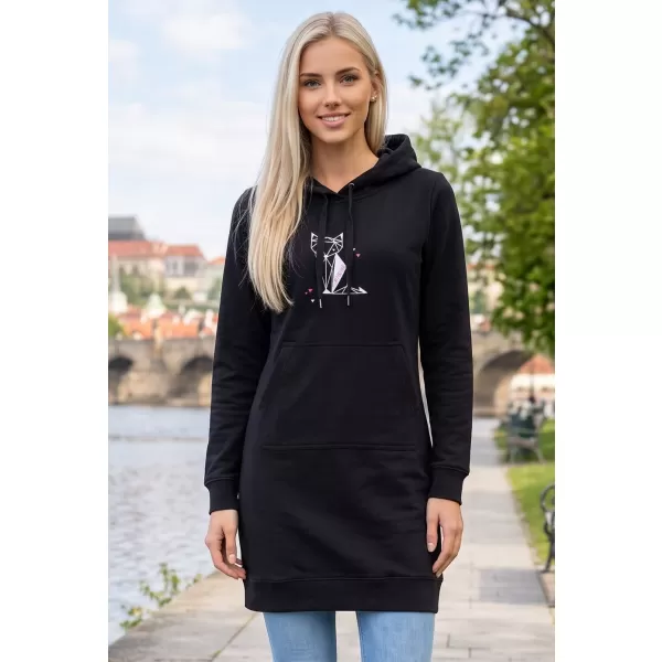  Ženski podaljšan pulover ALTISPORT ALW091419 ČRNO ROZA 