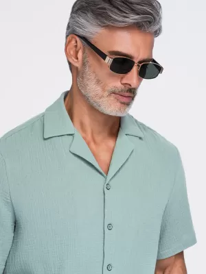Moška srajca OMBRE OM-SHSS-0223 PASTELNO ZELENA
