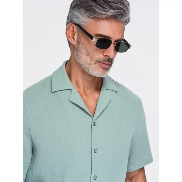  Moška srajca OMBRE OM-SHSS-0223 PASTELNO ZELENA 