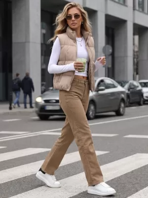 Ženske hlače DSTREET UY3095 KARAMELA