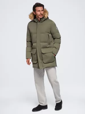 Moška parka OMBRE OM-JALJ-0310 TEMNO OLIVNO