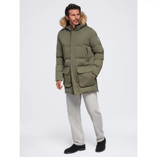  Moška parka OMBRE OM-JALJ-0310 TEMNO OLIVNO 