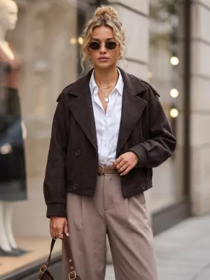 Ženski plašč DSTREET TY6026 RJAVA