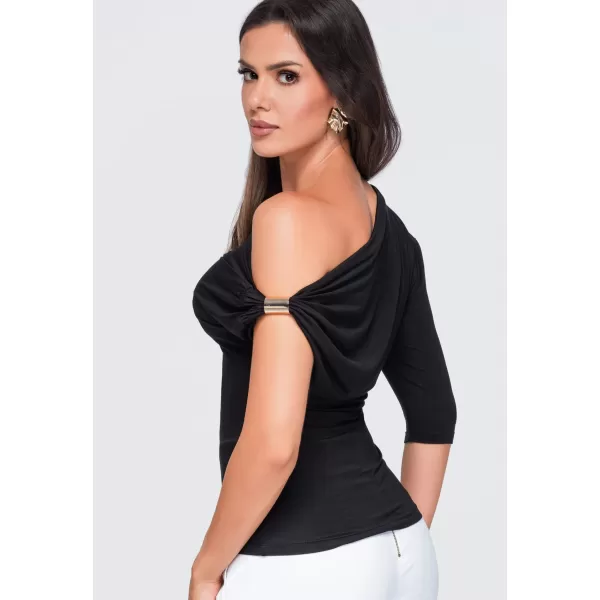  Ženska majica s kratkimi rokavi OMBRE OW-TS-E0075 ČRNA 