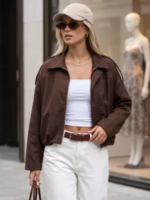 Ženska jakna DSTREET TY5956 RJAVA