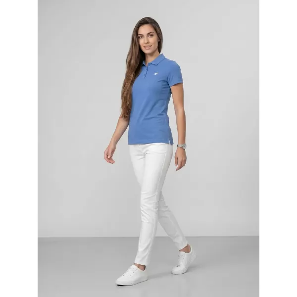  Ženska majica s kratkimi rokavi z ovratnikom 4F WMM00TPTSF0768 DENIM 