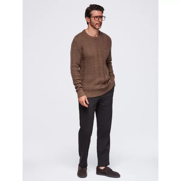  Moški pulover OMBRE OM-SWSW-0190 RJAVA 