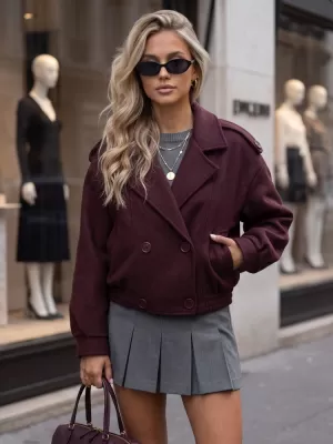 Ženski plašč DSTREET TY6024 BORDO