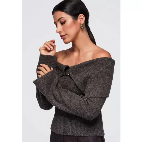  Ženski pulover OMBRE OW-SW-E0011 RJAVA 