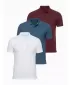Moška majica s kratkimi rokavi z ovratnikom OMBRE OM-POBS-0171 BELA/KOSTANJEVA/TEMNO MODRA