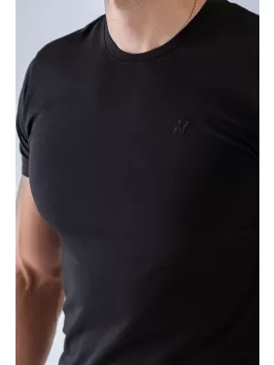 Moške majice s kratkimi rokavi NEBBIA MIKE MUSCLE FIT 158 ČRNA