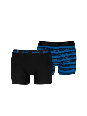 Moške boksarice PUMA ELEMENTS MEN STRIPED BOXERS 2P 93884203 ČRNA/MODRA