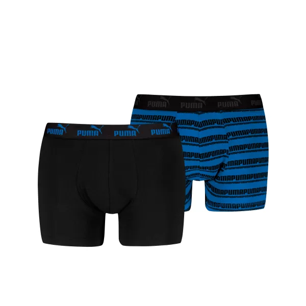  Moške boksarice PUMA ELEMENTS MEN STRIPED BOXERS 2P 93884203 ČRNA/MODRA 