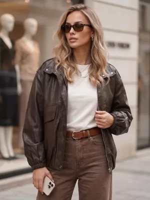 Ženska jakna DSTREET TY6070 RJAVA