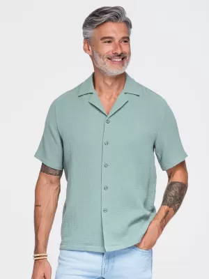 Moška srajca OMBRE OM-SHSS-0223 PASTELNO ZELENA