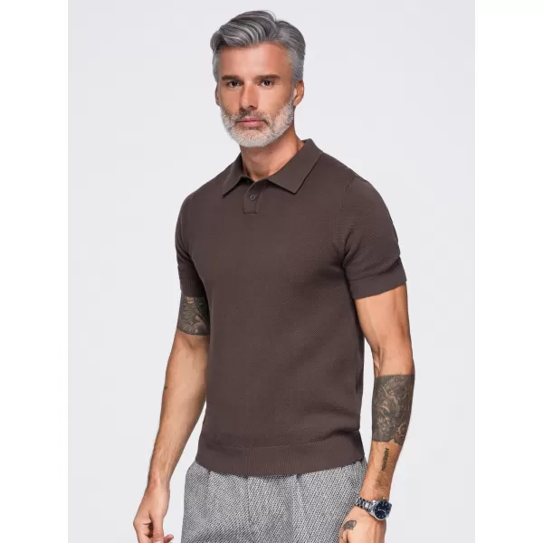  Moška polo majica OMBRE OM-POSS-0178 TEMNO RJAVA 
