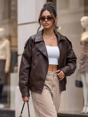 Ženska jakna DSTREET TY5961 RJAVA
