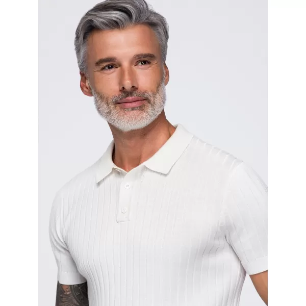  Moška polo majica OMBRE OM-POSS-0180 UMAZANO BELA 