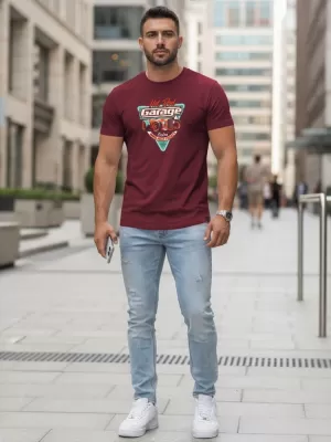 Moška majica s kratkimi rokavi DSTREET NX5093R-BU BORDO