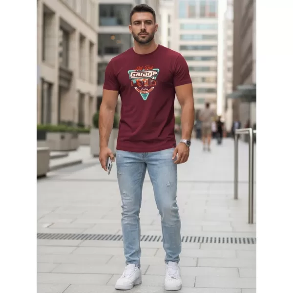  Moška majica s kratkimi rokavi DSTREET NX5093R-BU BORDO 