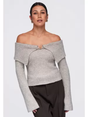 Ženski pulover OMBRE OW-SW-E0011 TAUPE