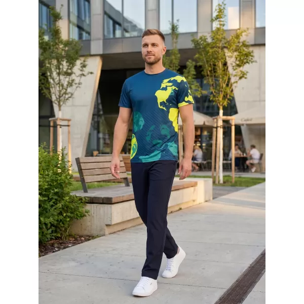  Moška vrhunska majica za prosti čas ALTISPORT VOJ/ALM130TR06 MORNARSKO-FLUO RUMENA 
