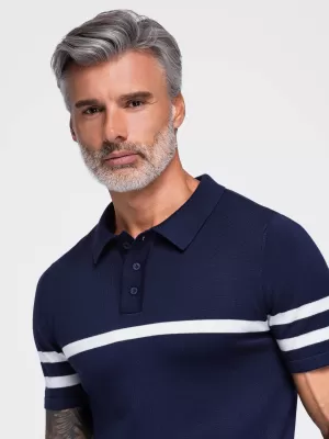 Moška polo majica OMBRE OM-POSS-0177 MORNARSKO MODRA