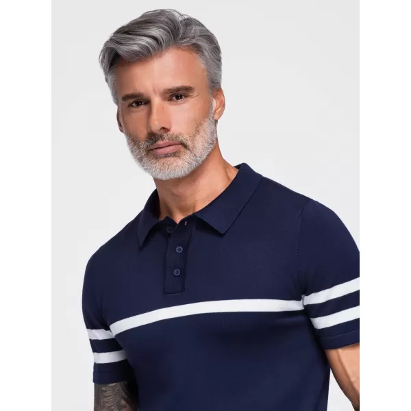  Moška polo majica OMBRE OM-POSS-0177 MORNARSKO MODRA 