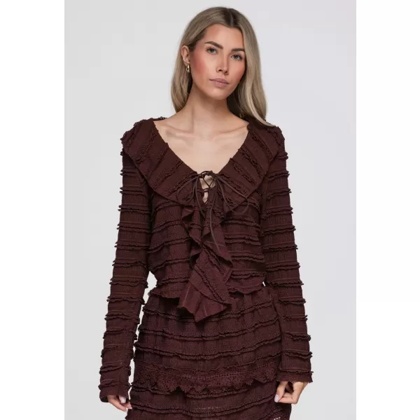  Ženska bluza OMBRE OW-TS-E0067 TEMNO RJAVA 