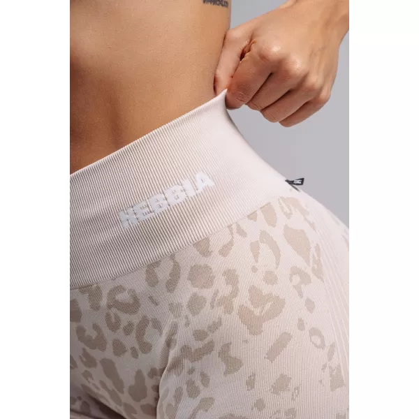  Kompresijske push-up kratke hlače z leopardjim potiskom NEBBIA PRIMAL 856 KREMNI LEOPARD 