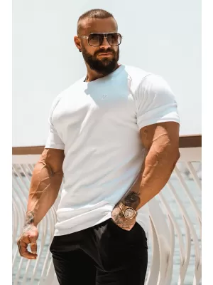 Moške majice s kratkimi rokavi NEBBIA MIKE MUSCLE FIT 158 BELA