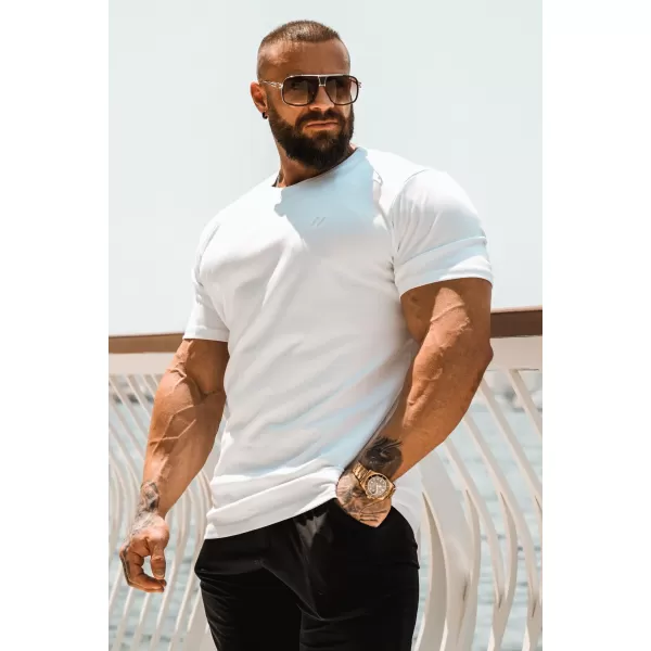  Moške majice s kratkimi rokavi NEBBIA MIKE MUSCLE FIT 158 BELA 