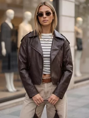 Ženska jakna DSTREET TY5920 RJAVA