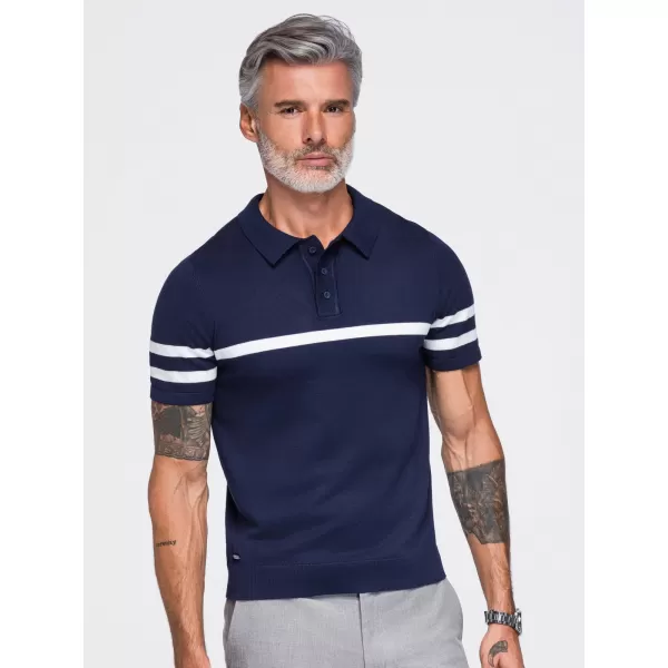 Moška polo majica OMBRE OM-POSS-0177 MORNARSKO MODRA 
