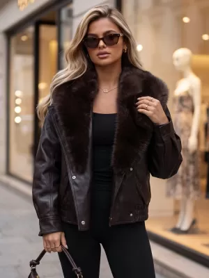 Ženska jakna DSTREET TY6027 RJAVA