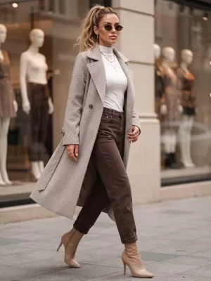 Ženski plašč DSTREET NY0807 RJAVA