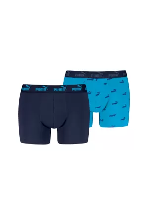 Moške boksarice PUMA ELEMENTS MEN LOGO PRINT BOXERS 2P 93875401 MODRA KOMBINACIJA