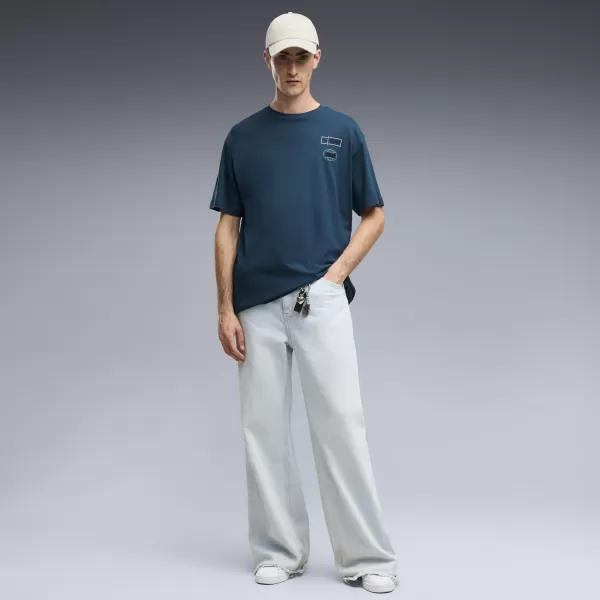  Moška majica s kratkimi rokavi PUMA GRAPHICS RELAXED STACKED TEE 69436836 POLNOČNI BENCIN 