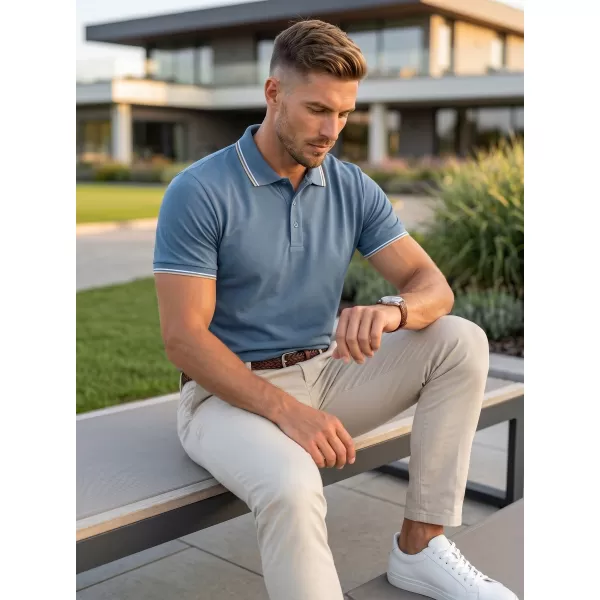  Moška majica s kratkimi rokavi z ovratnikom MALFINI FOCUS 232 DENIM 